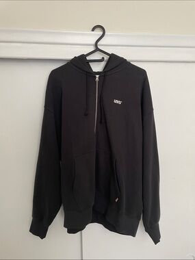 Levi's Black Full-Zip Hooded Sweatshirt with Small Logo